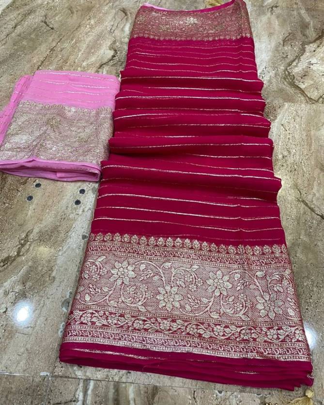 SV Pure Viscose Georgette Party Wear Sarees Wholesale Market In Surat
